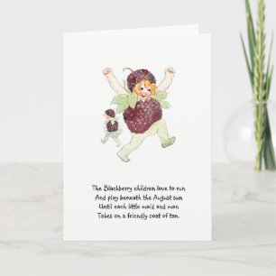 Carte Enfant de fleur vintage de comptine Blackberry