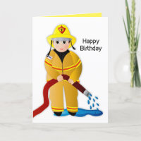 Enfant garçon d'anniversaire pompier avec tuyau d'
