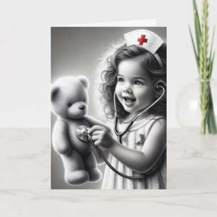 Carte Enfant Infirmière Avec Ours En Teddy