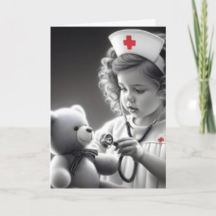 Carte Enfant Infirmière Avec Ours En Teddy