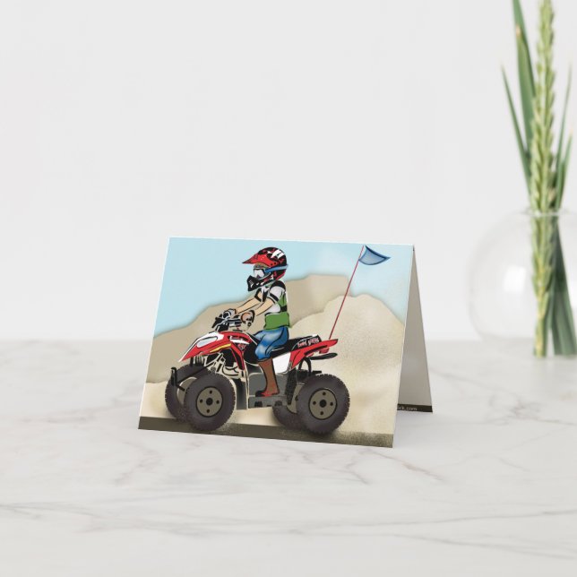 Carte Enfant rouge et noir d'ATV (Devant)