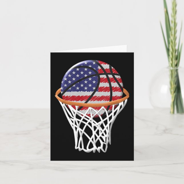 Carte Enfants 4 juillet basket-ball USA Drapeau Enfants  (Devant)