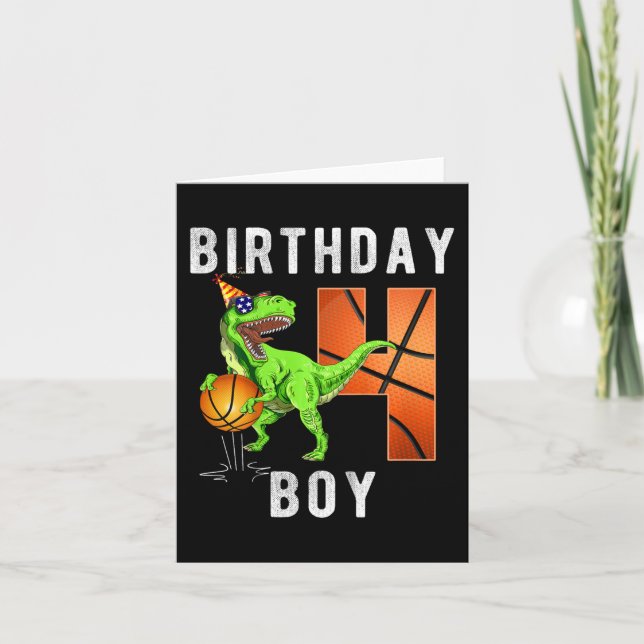 Carte Enfants 4e anniversaire pour le basket-ball garçon (Devant)