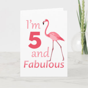 Carte Enfants 5e anniversaire Cute Pink Flamant rose