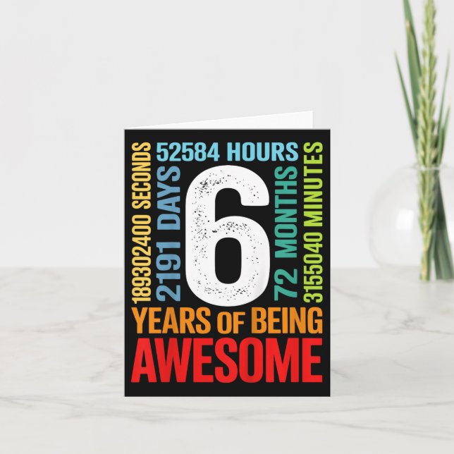 Carte Enfants 6e anniversaire 6 ans 72 mois garçons fill (Devant)