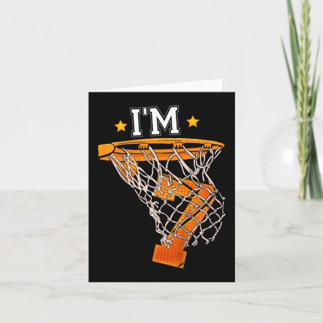 Carte Enfants 7e anniversaire Basketball I'm 7 Garçon Fi (Devant)