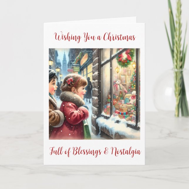 Carte Enfants à la recherche d'une fenêtre de Noël (Devant)