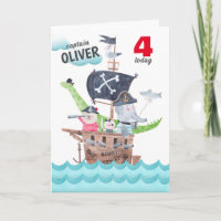 Enfants amusants Pirate Animaux Anniversaire Salut