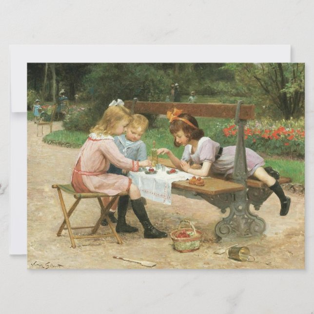 Carte Enfants ayant le thé de l'après-midi dans le parc (Devant)