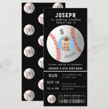 Enfants Baseball Custom Photo Sport Ticket Invitat