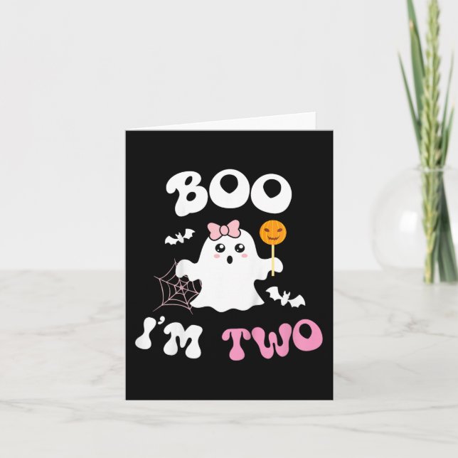 Carte Enfants Boo I'm Two Ghost Second 2nd Birthday Supe (Devant)