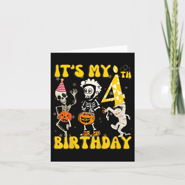 Carte Enfants C'est mon 4e anniversaire Garçon drôle Ske (Devant)