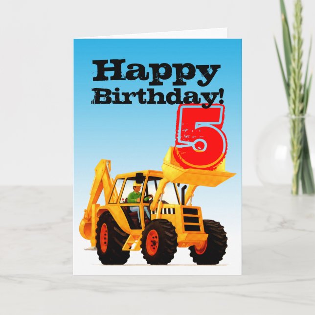 Carte Enfants Chiffre jaune 5e anniversaire (Devant)