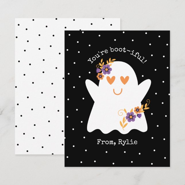Carte Enfants Cute halloween Ghost (Devant / Derrière)
