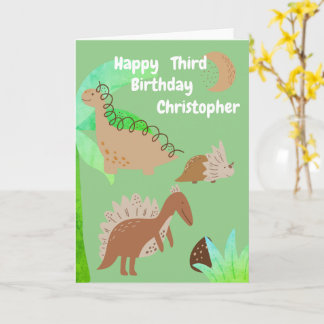 Carte Enfants Dinosaur Nom et âge personnalisés Annivers