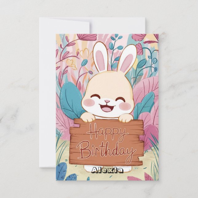 Carte Enfants éditables Bunny Digital Anniversaire (Devant)