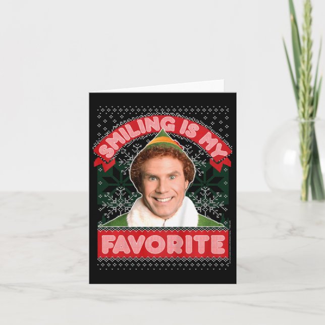 Carte Enfants Elf Buddy Sourire Est Mon Noël Préféré (Devant)
