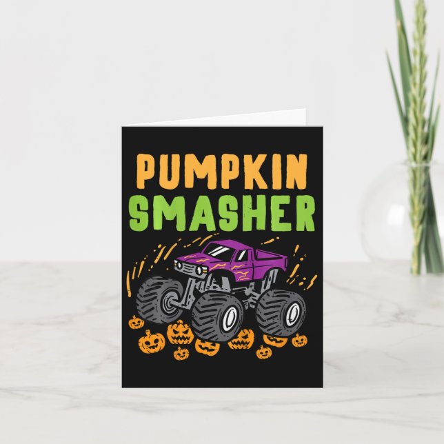 Carte Enfants Halloween Monster Truck Citrouille Smasher (Devant)
