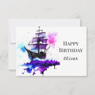 Carte Enfants heureux Ahoy Pirate Anniversaire