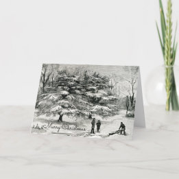 Carte Enfants jouant en vacances hivernales de neige