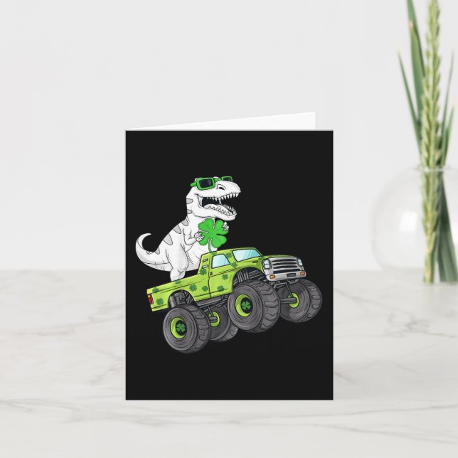 Carte Enfants Jour de la Saint Patrick T Rex équitation  (Devant)