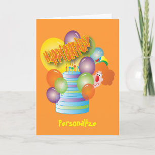 Carte Enfants Joyeux Anniversaire - Clown mignon