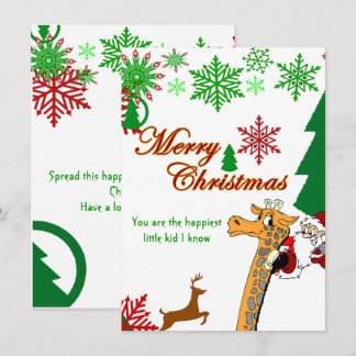 Carte Enfants Joyeux Noël Père Noël équitation Giraffe R