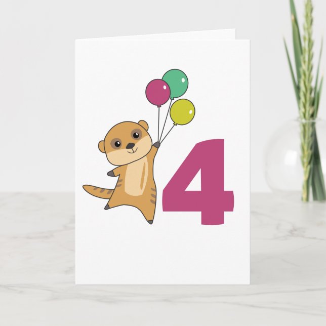 Carte Enfants Meerkat Balloons d'anniversaire (Devant)
