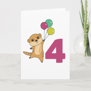 Carte Enfants Meerkat Balloons d'anniversaire