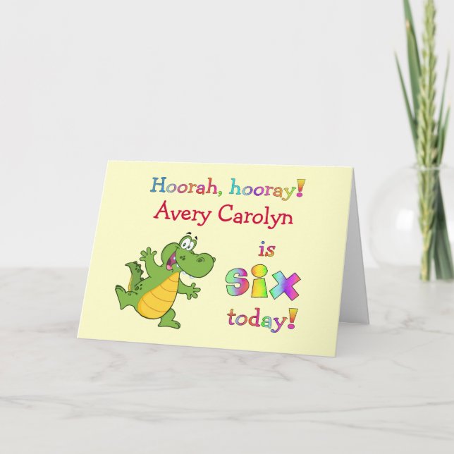 Carte Enfants mignonne 6e anniversaire Personnalisez-vou (Devant)