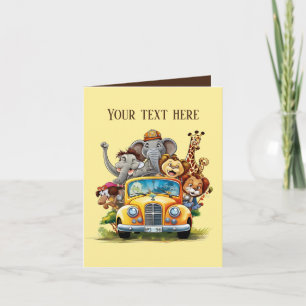 Carte Enfants mignons animaux Safari ajouter texte n'imp