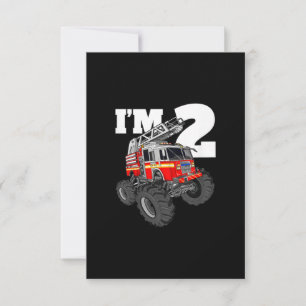 Carte Enfants Monster Fire Truck 2e anniversaire garçon
