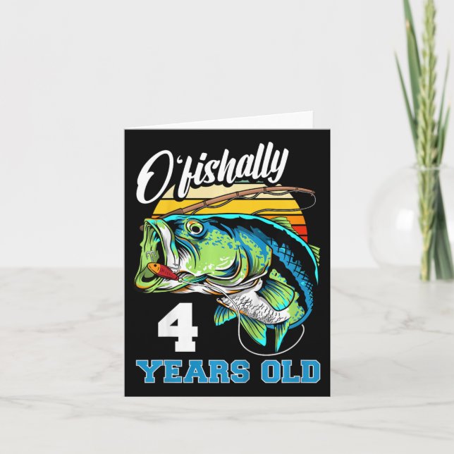 Carte Enfants Ofish 4 ans Pêcheur 4 ans Anniversaire (Devant)