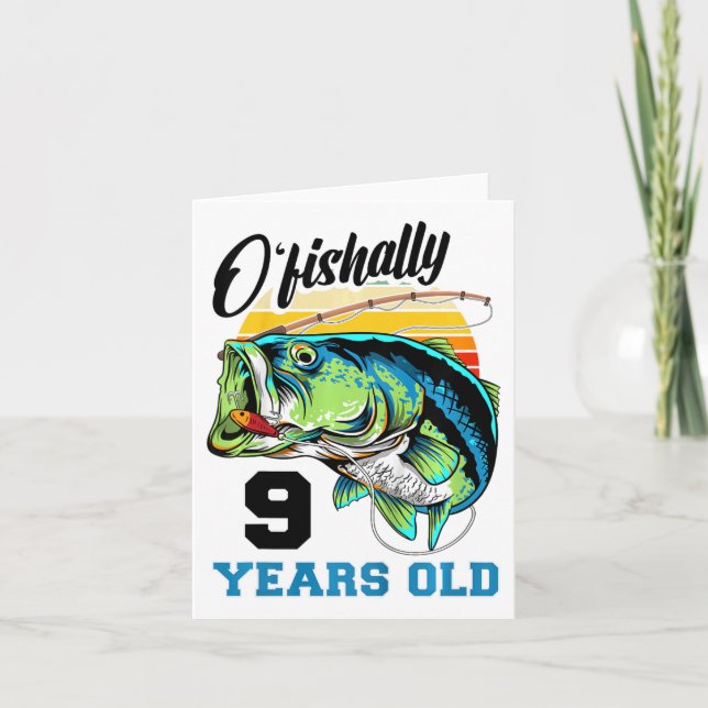 Carte Enfants O'fish 9 ans 9e anniversaire Pêche B (Devant)