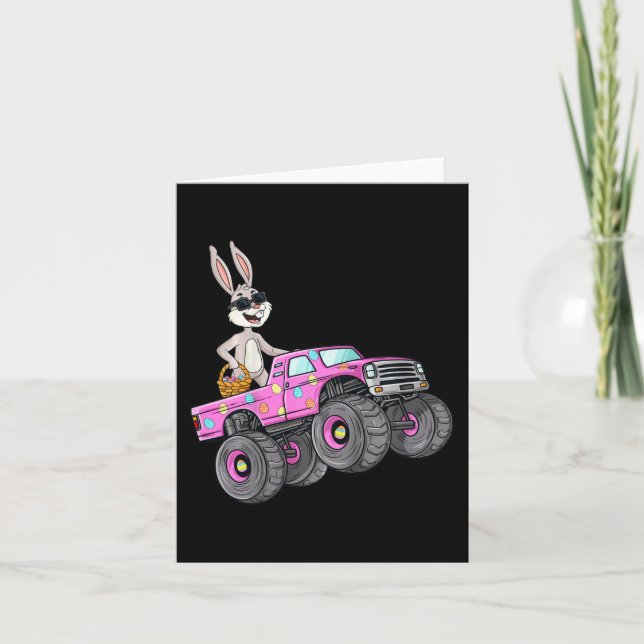 Carte Enfants Pâques Rabbit équitation Monster Camion Fu (Devant)