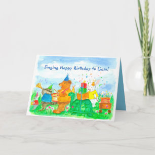 Carte Enfants Parade Animale Anniversaire Nom personnali