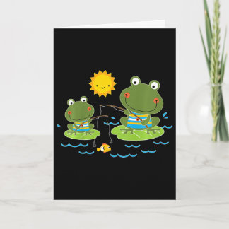 Carte Enfants pêchant des grenouilles joli pêcheur