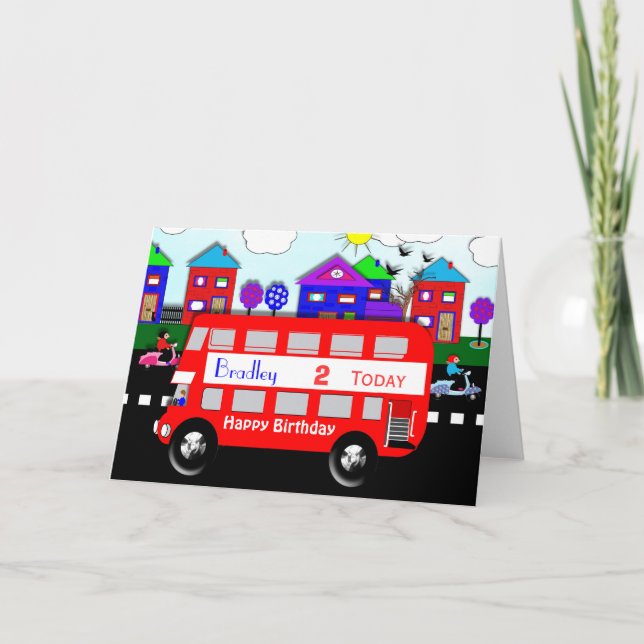 Carte Enfants personnalisées Big Red Bus (Devant)