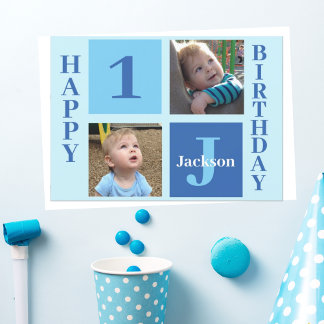 Carte Enfants personnalisés Photo Cute Blue Joyeux anniv
