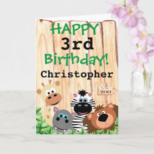Carte Enfants personnalisés Zoo Jungle Anniversaire à th