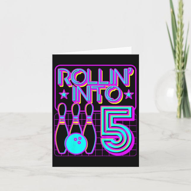 Carte Enfants Rollin In 5 Bowling Bowler 5e Anniversaire (Devant)