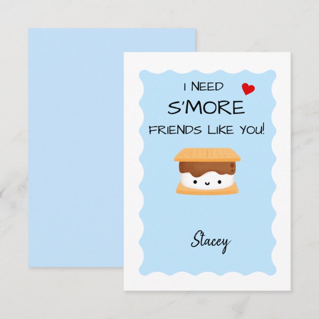 Carte Enfants Saint-Valentin "J'ai besoin de plus d'amis (Devant / Derrière)