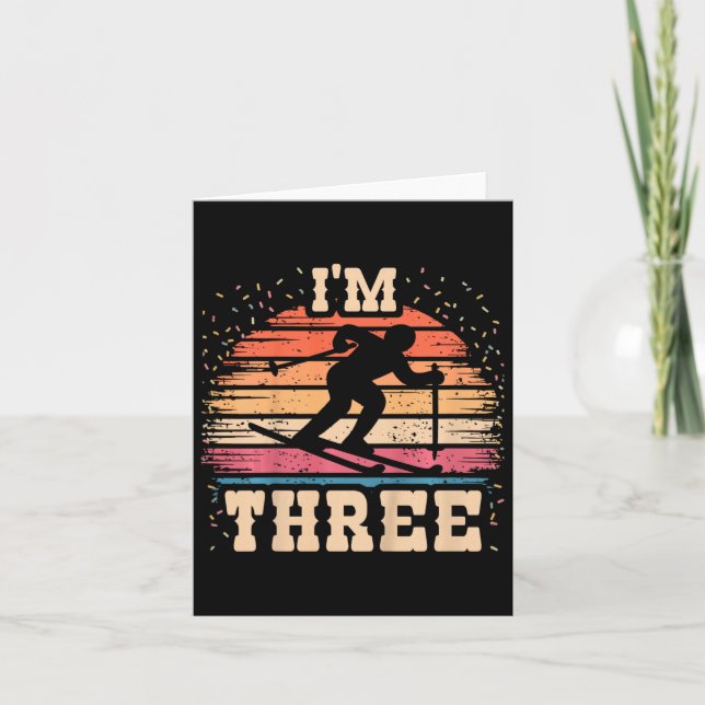 Carte Enfants Ski 3 ans Anniversaire Garçon fille 3e Ski (Devant)