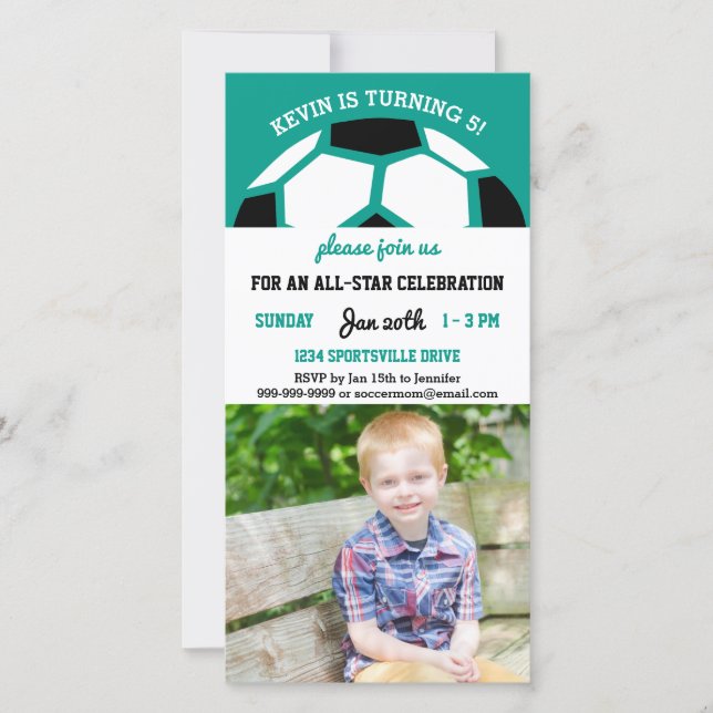 Carte Enfants Soccer Anniversaire Soirée Sports Photo Th (Devant)