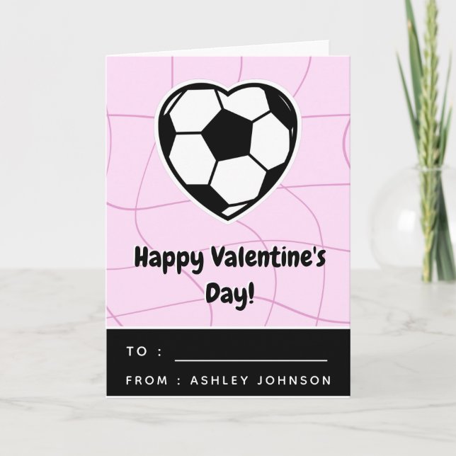 Carte Enfants Soccer Heart Classe Valentines Jour Rose (Devant)