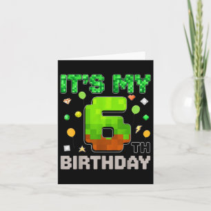 Carte Enfants Son 6e anniversaire Jeu de garçon Pixel Ga