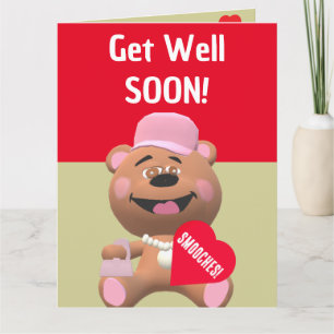 Carte Enfants Teddy Bear avec le coeur Se tirer bien bie