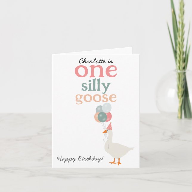 Carte Enfants Une oie sotte 1ère mignonne Anniversaire (Devant)