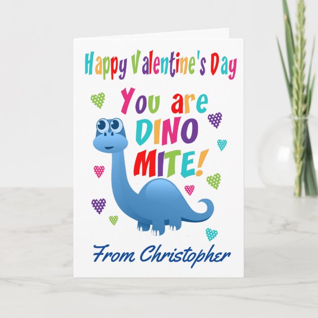 Carte Enfants Valentines Day Dino-mite Dinosaur (Devant)