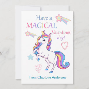 Carte Enfants Valentines Jour Magique Unicorn plat